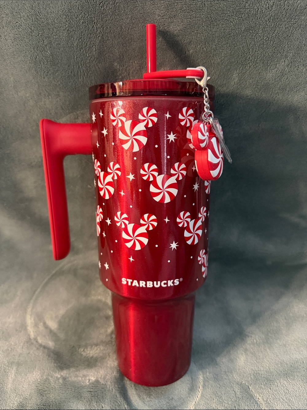 Disney Starbucks branded red drink tumbler/travel mug with handle